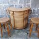 Bar en rotin vintage & ses tabourets