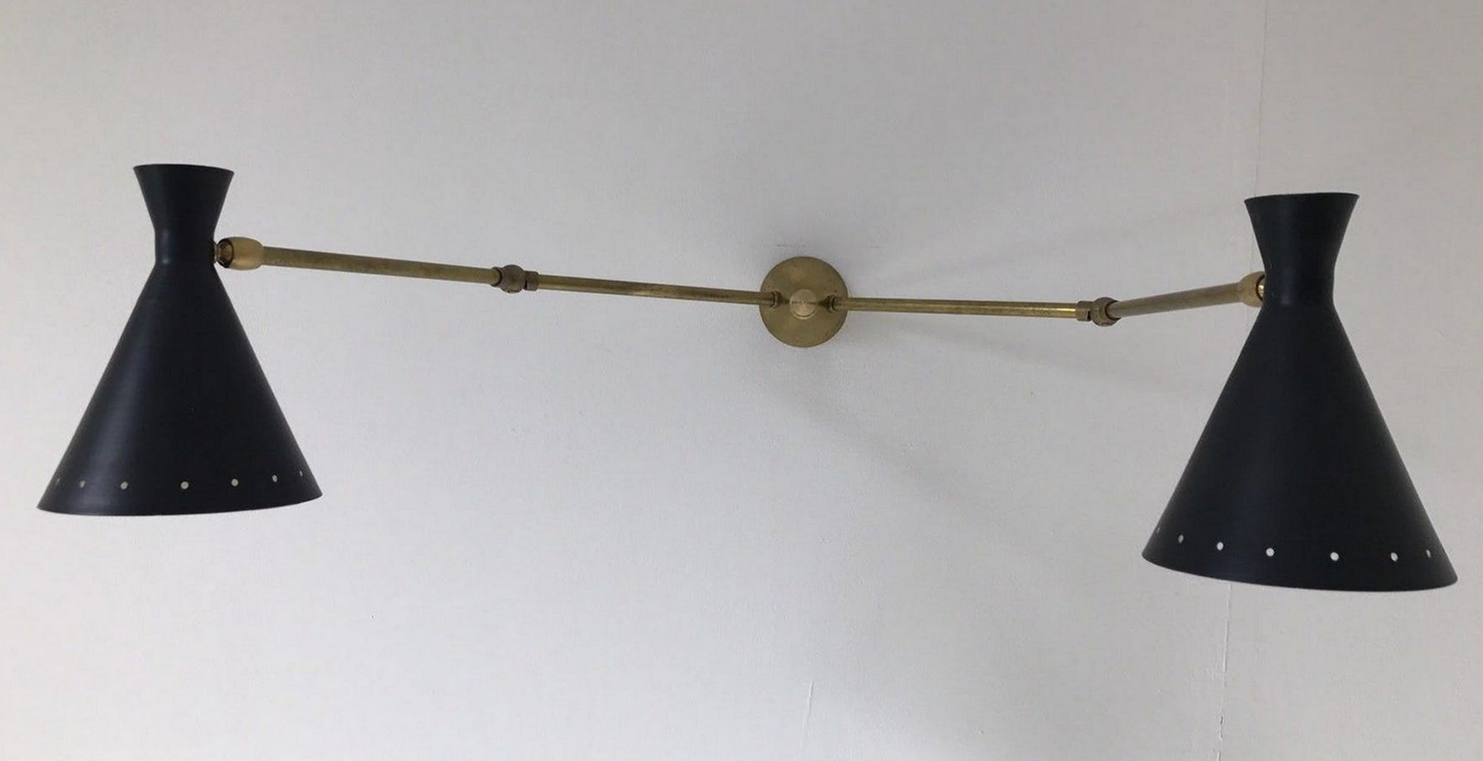 Murable applied Italian double  Lampshade black painted metal