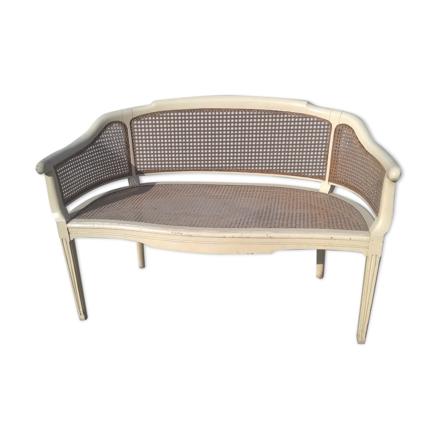 Louis XVI style basket bench in cane