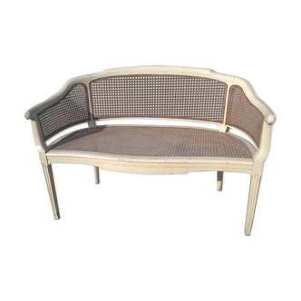 Banquette en corbeille de style Louis XVI en cannage