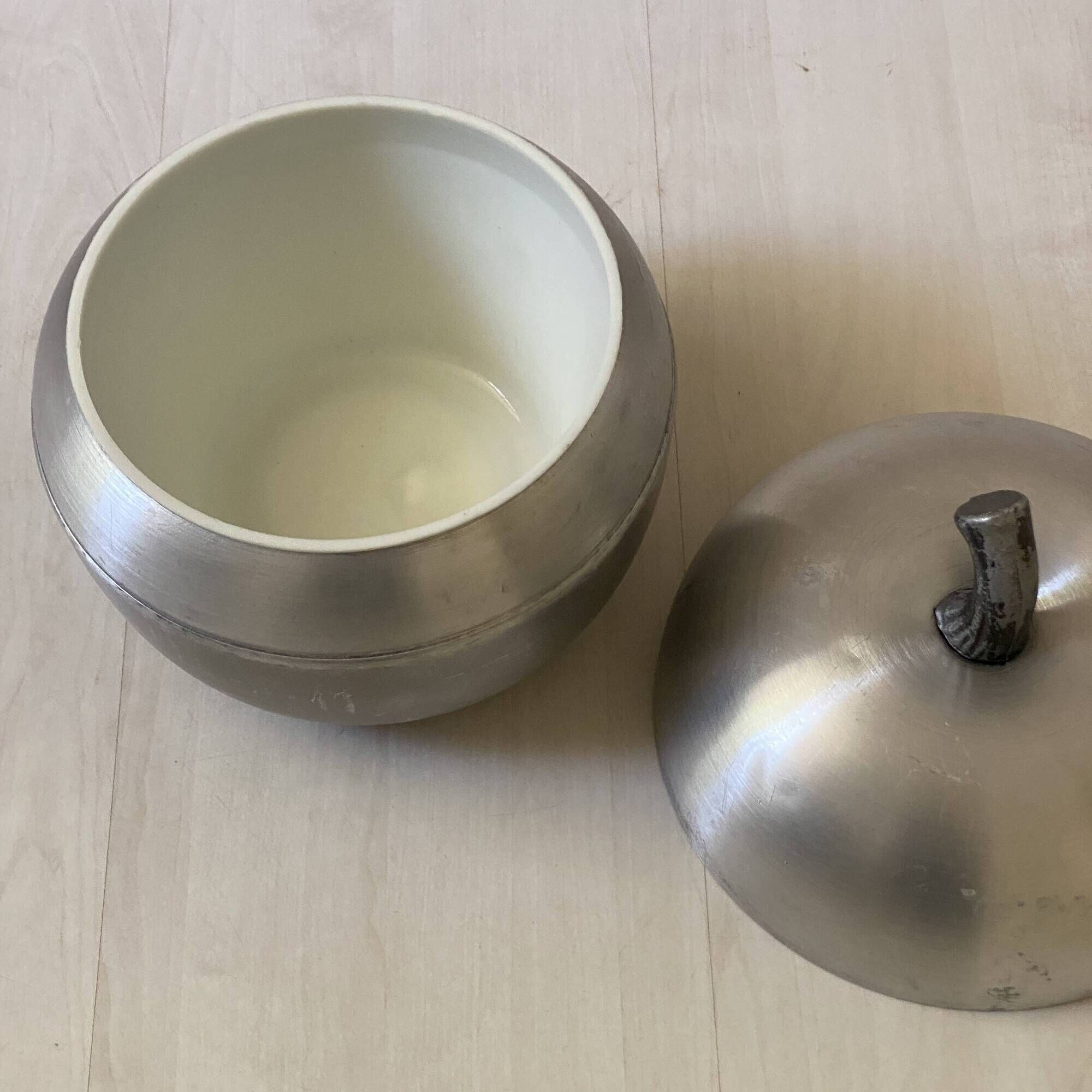 Vintage brushed aluminium ice bucket "Apple" (Made in Italy)