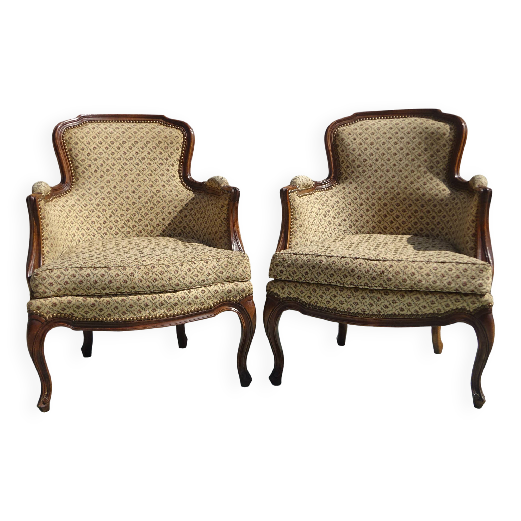 Bergère armchairs, 1950s, set of 2