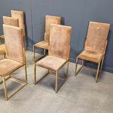 Brass dining chairs by Belgochrom, 1970s - set of 6