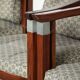 In very good condition Art Deco design dining chairs with fabric upholstery