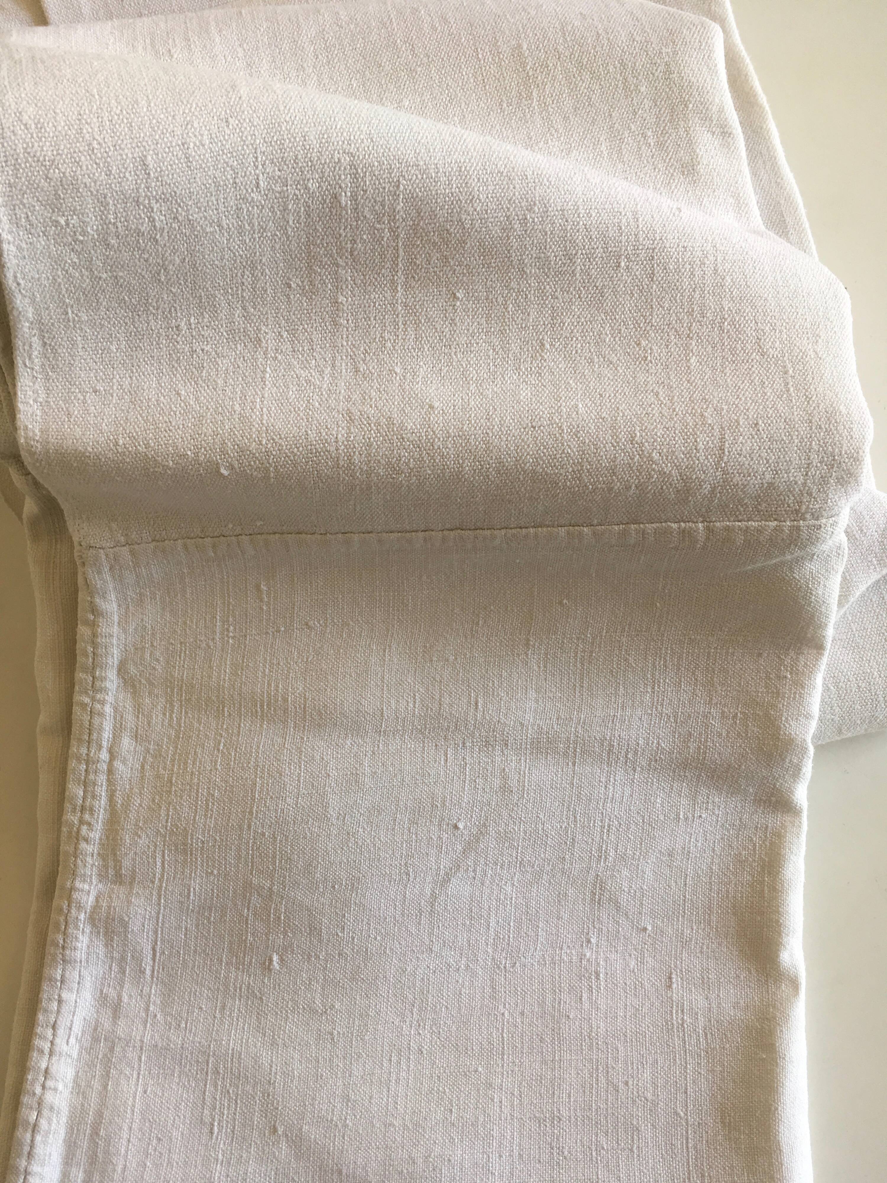 19th farm top in large raw linen cloth