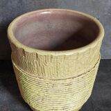 French Art-Deco ceramic vase cracked vanilla