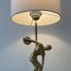 Vintage Peris Andreu lamp in bronze and wood from the 1970s.