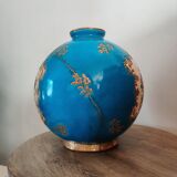 Ball vase in Longwy enamels