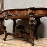 Violin-shaped pedestal table in mahogany and white marble, Napoleon III period