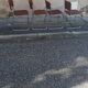 Set de 4 chaises vintage chrome et tissu marron