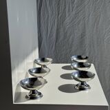 Set of 6 silver metal ice cream cups with small base D9 H5.5