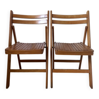 Folding chairs with wooden slats, 1960s-70s