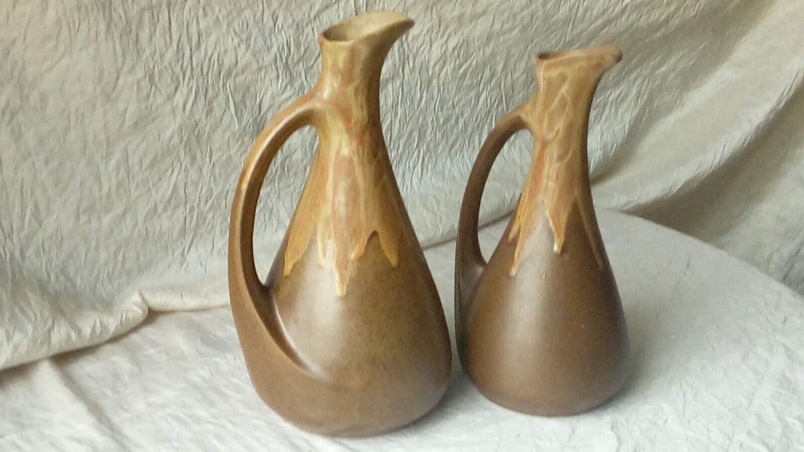 Flame sandstone pitchers signed Denbac