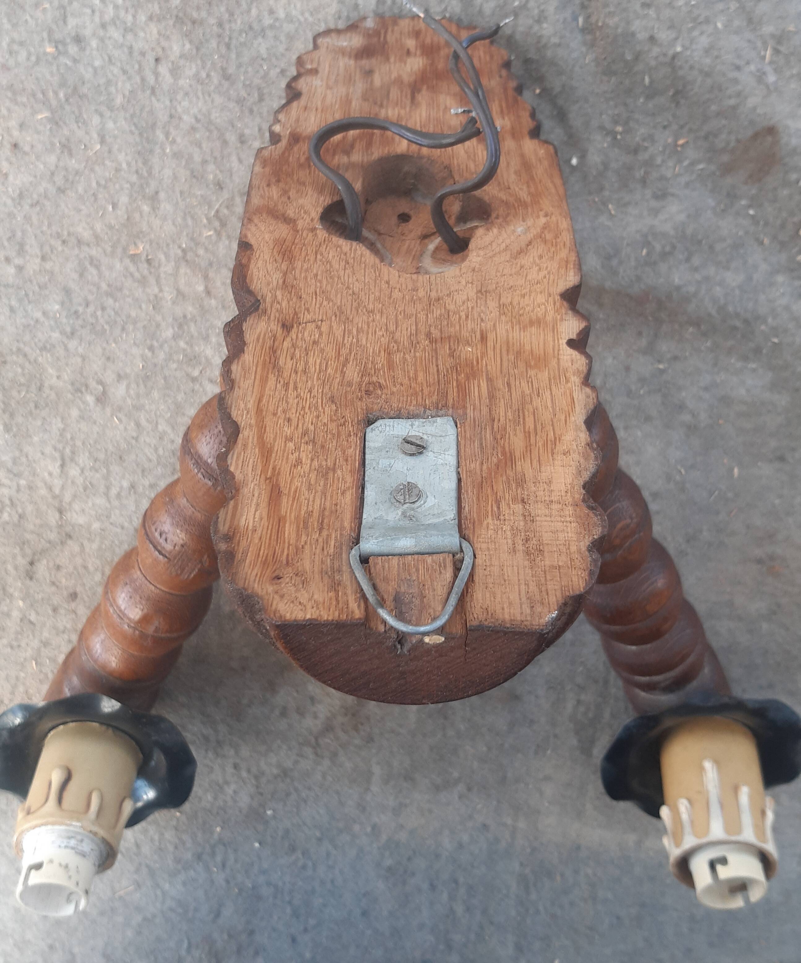 Brutalist turned wood wall light