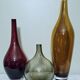 3 blown glass vases