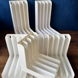 Set of 6 boomerang-shaped vinyl record racks/storage units. 1970s/80s.