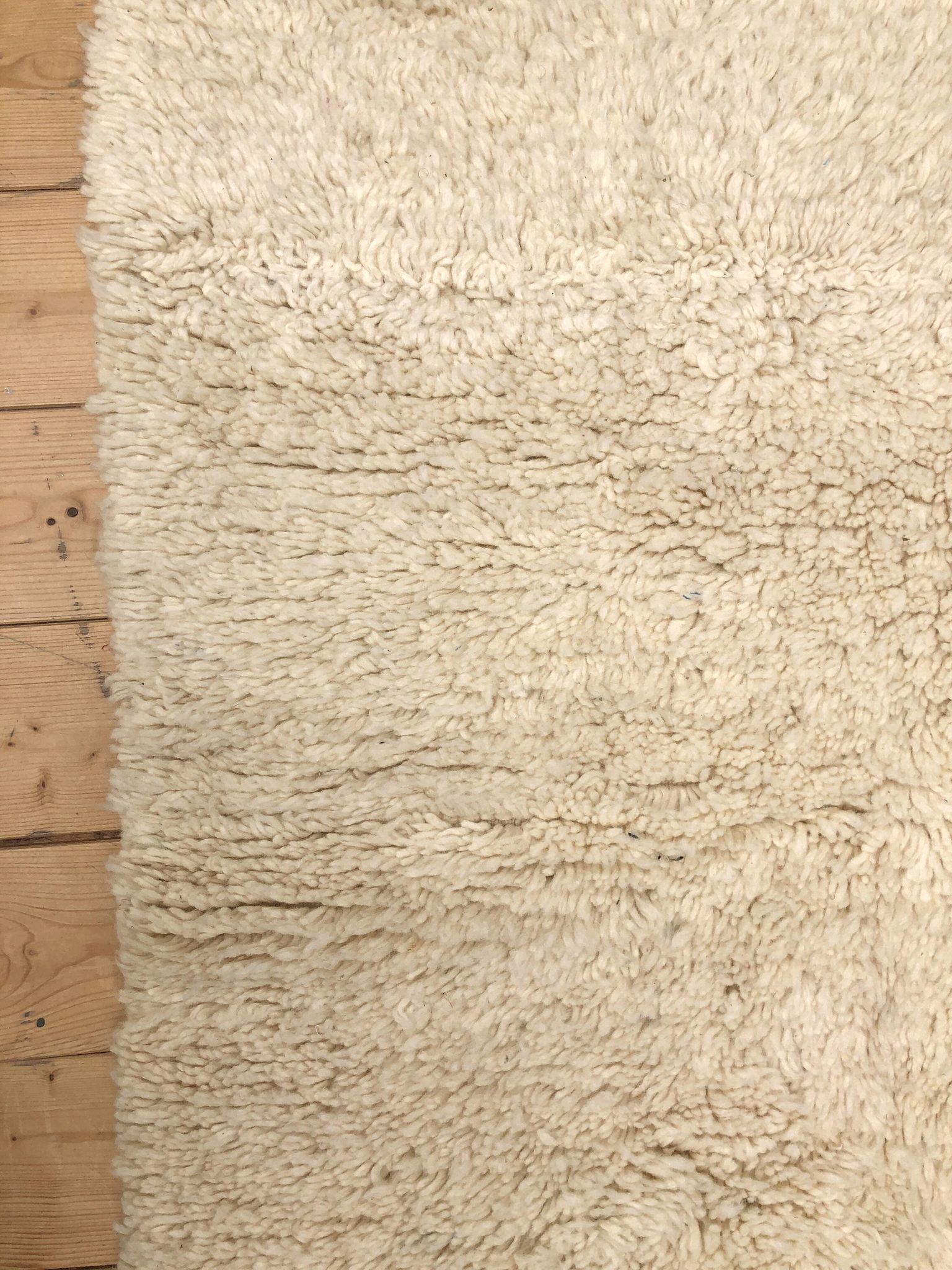 Moroccan berber carpet beni ouarain natural ecru uni 1, 42x0, 97m