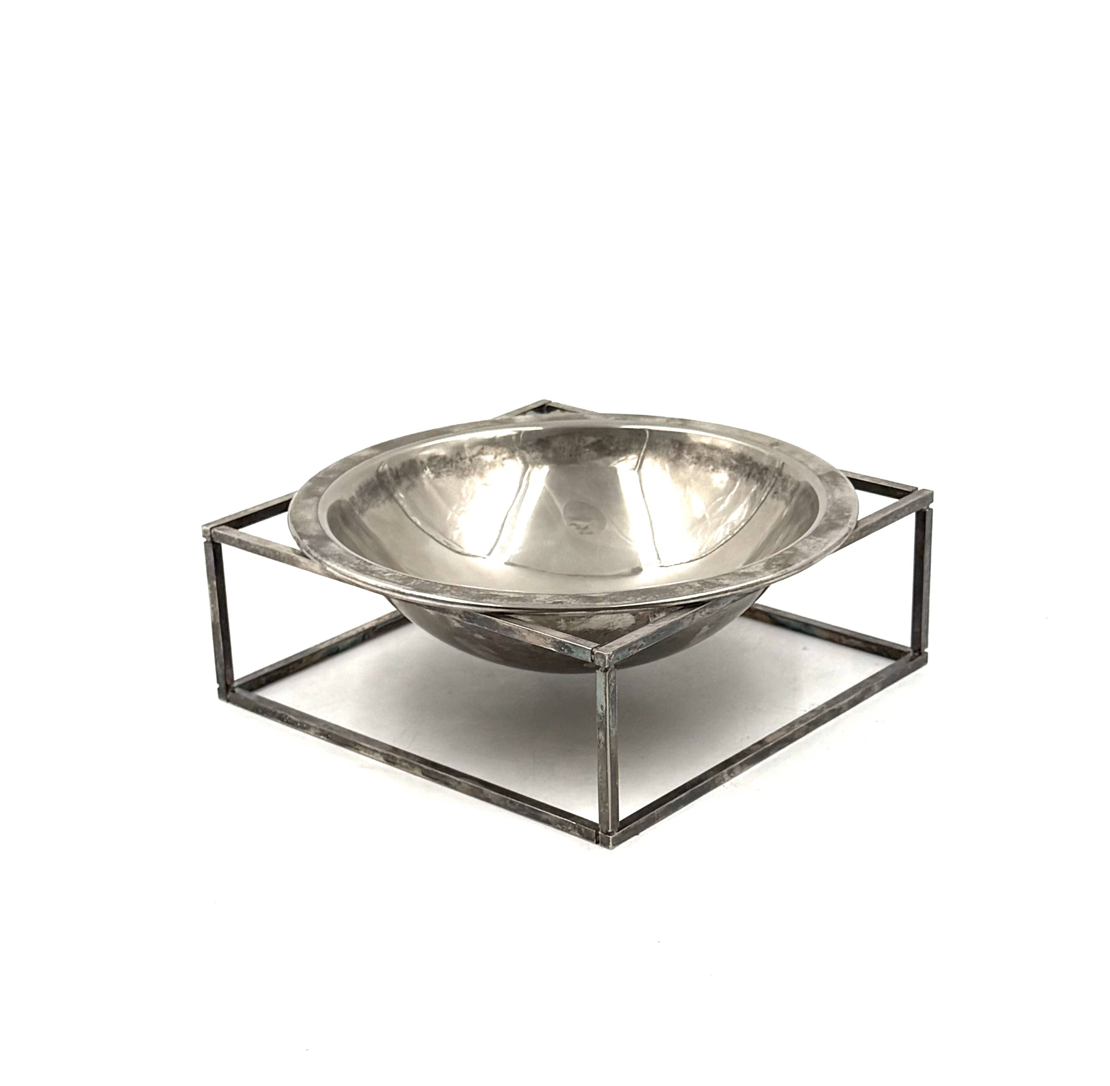 Mid-century modern silver-plated bowl / vide poche, PM Italy 1970s