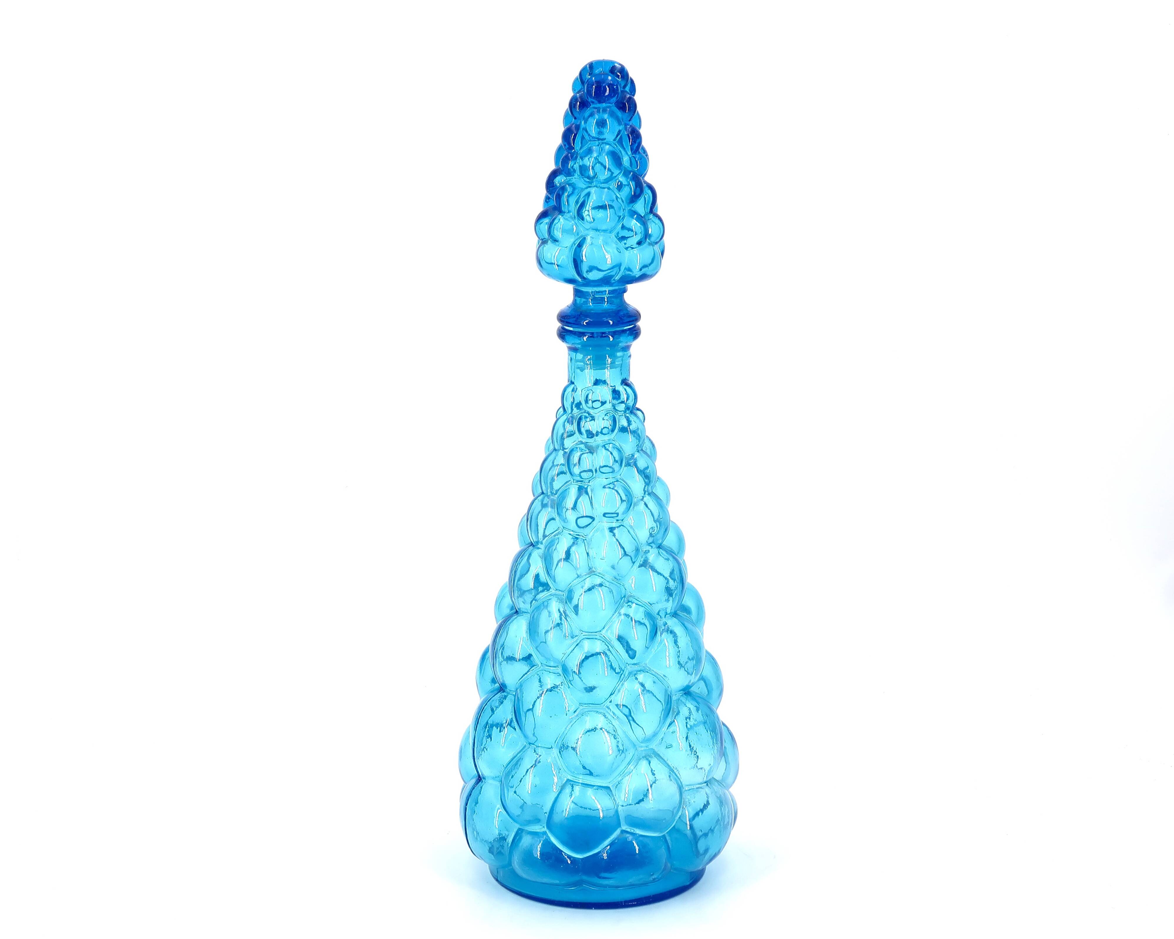 Empoli blue glass carafe bottle, 1960s