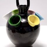 Black Lacquered Ceramic Tulip Vase Ascribable to Pucci Umbertide, Italy