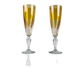 Duo de coupe à champagne en cristal coloré jaune