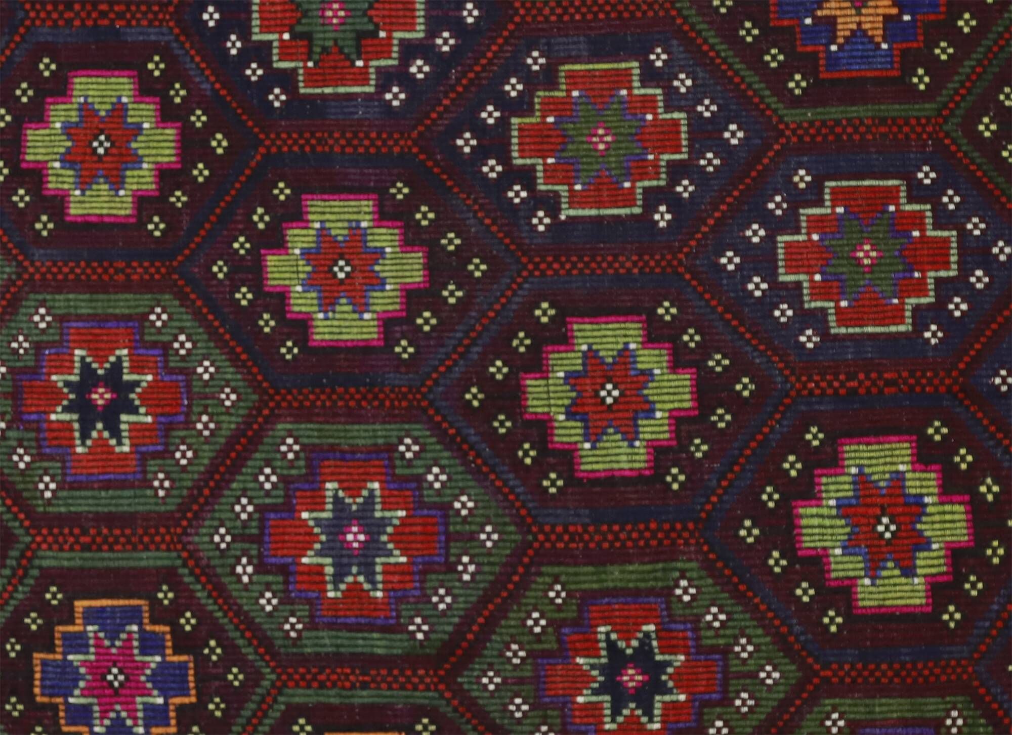 Turkish Kilim Yuruk Vintage 184x310 cm Geometric Red Green Pink