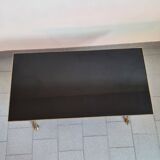 Vintage 1970 coffee table in bronze & glass with goat's foot legs 70s chic