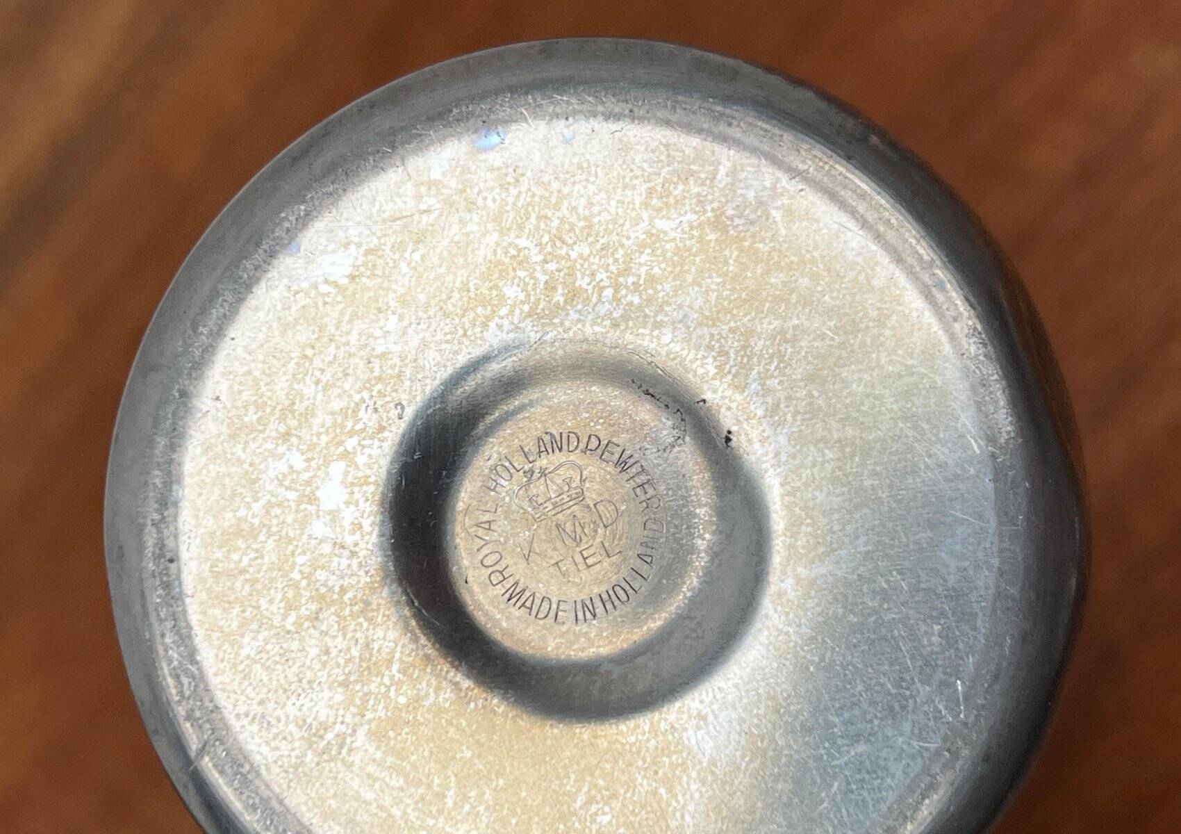 Mid-Century Pewter Carafe Vase with Teak Handle by K.M.D. Tiel Royal Holland Pewter, 1960s