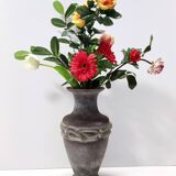 Stunning Postmodern Brown Hand-Molded Scavo Glass Vase, Italy