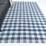 190x290cm İndigo blue kilim carpet. made with wool, Organic Wool Kilim