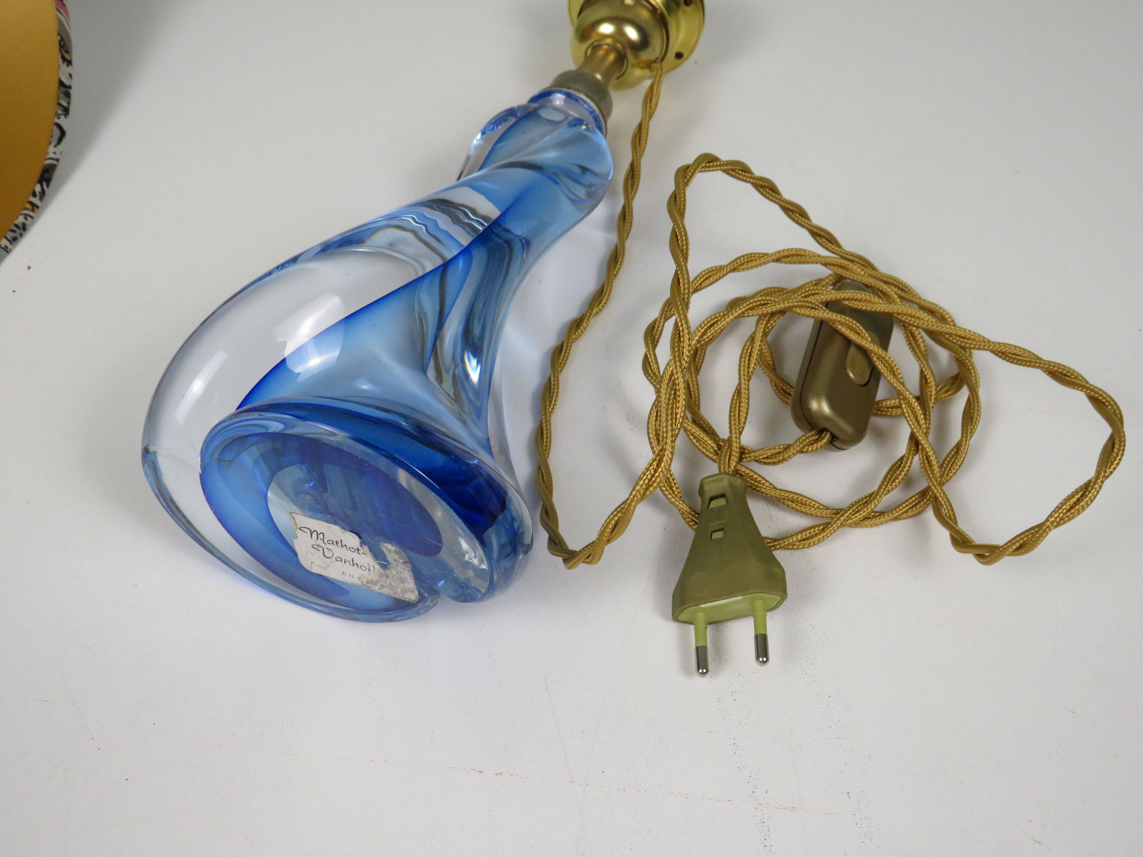 Vintage blue crystal table lamp Val Saint Lambert (unsigned)