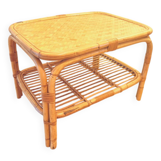 Table basse rotin vintage