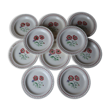 Set of 10 half-porcelain Lunéville dessert plates