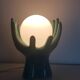 Ceramic and opaline lamp forming two hands, 1970s