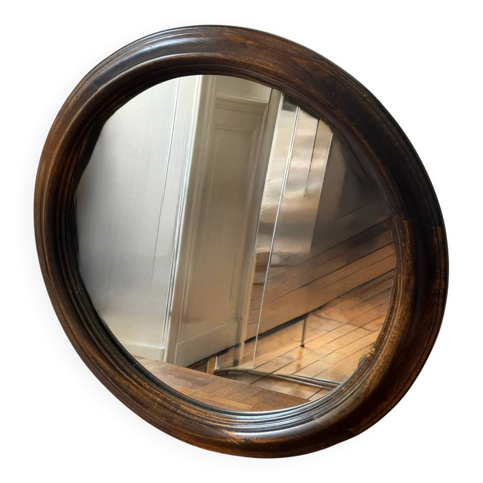 Minimalist round wooden mirror