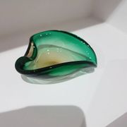 Ashtray, green-brown glass, designed by E. Beranek, Škrdlovice, Czechoslova