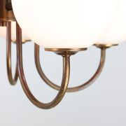 Vintage Italian Brass and Opaline Chandelier in Copper Color, 70s