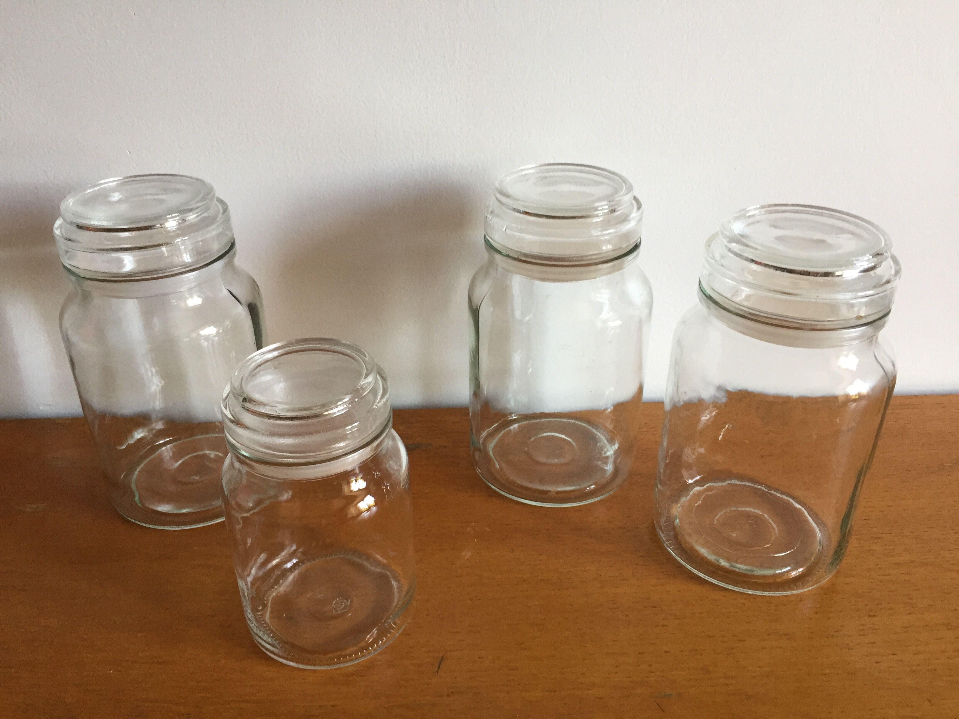 Lot of 4 vintage glass jars