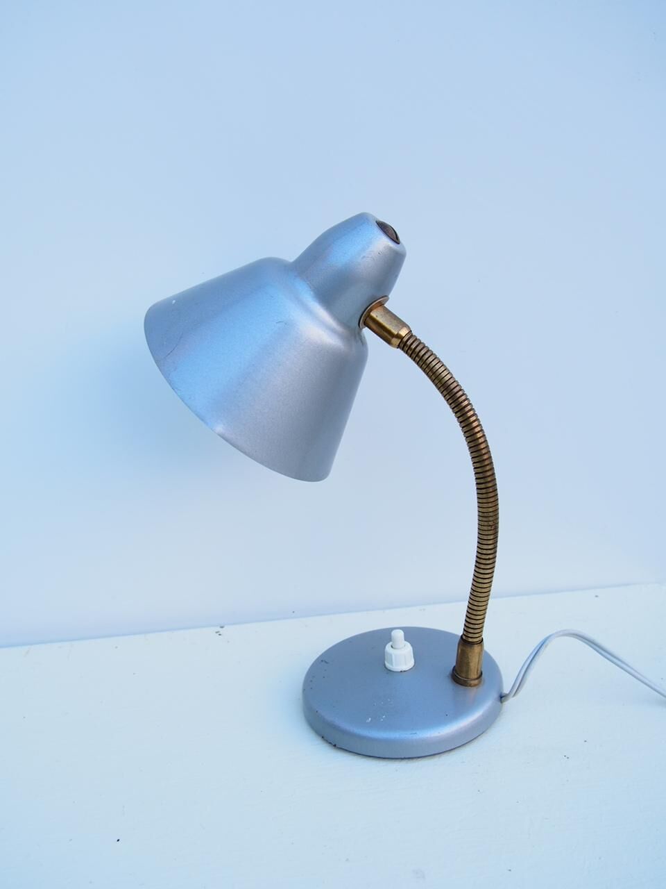 Gray metal desk lamp
