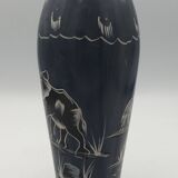 Soapstone soliflore vase, hand carved and painted in africa