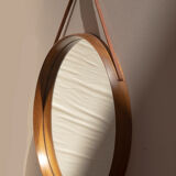 Large circular mirror in solid elm 55cm