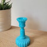 Blue opaline candle holder