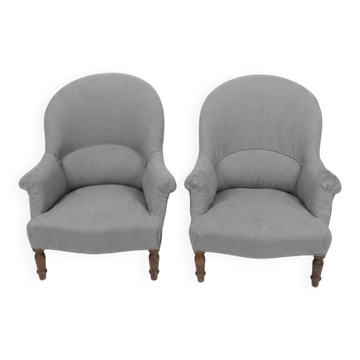 Pair of Napoleon III toad armchairs