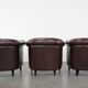 Set of three classic English-style Chesterfield cowhide  club armchairs