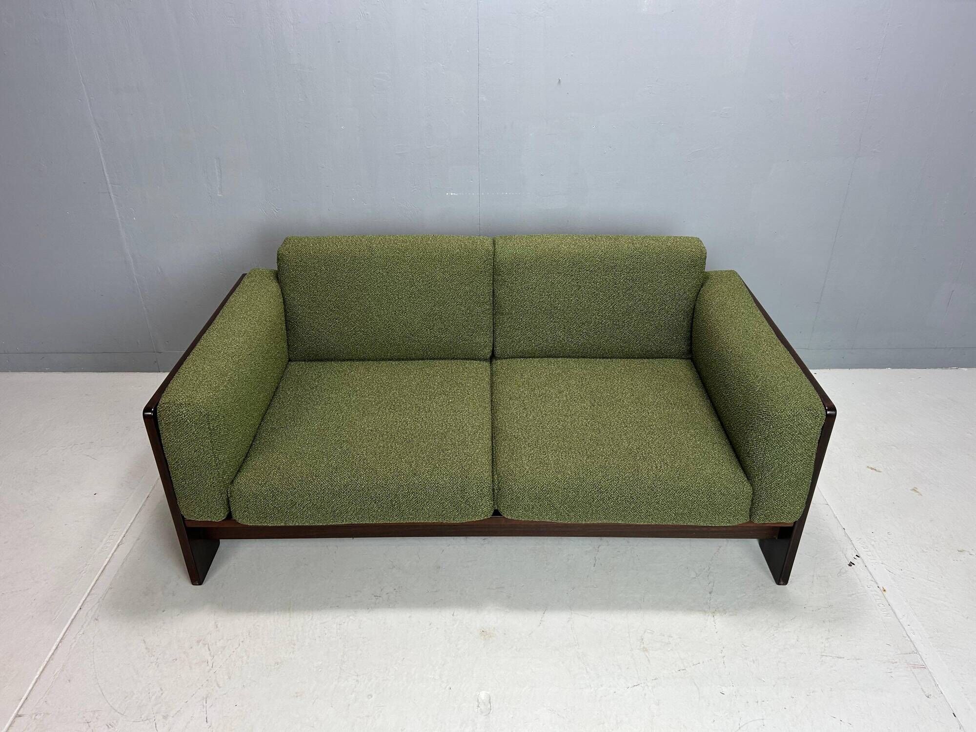 Tobia Scarpa new Green Boucle "Bastiano" 2-Seater Sofa for Knoll, 1960s
