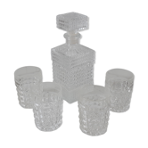 Lot de carafe à whisky et ses 4 verres assortis années 70