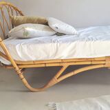 Vintage rattan and wicker bed