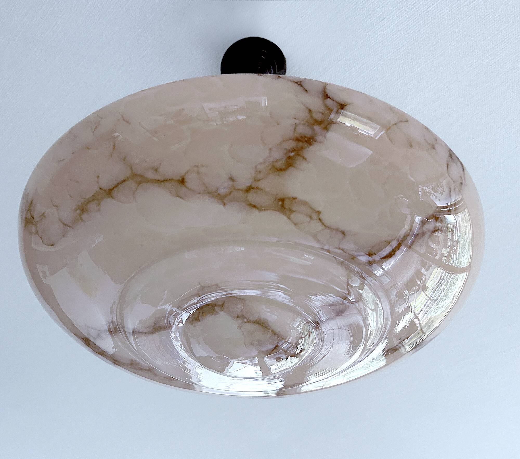 Art Deco Pink Glass Bakelite Pendant Light