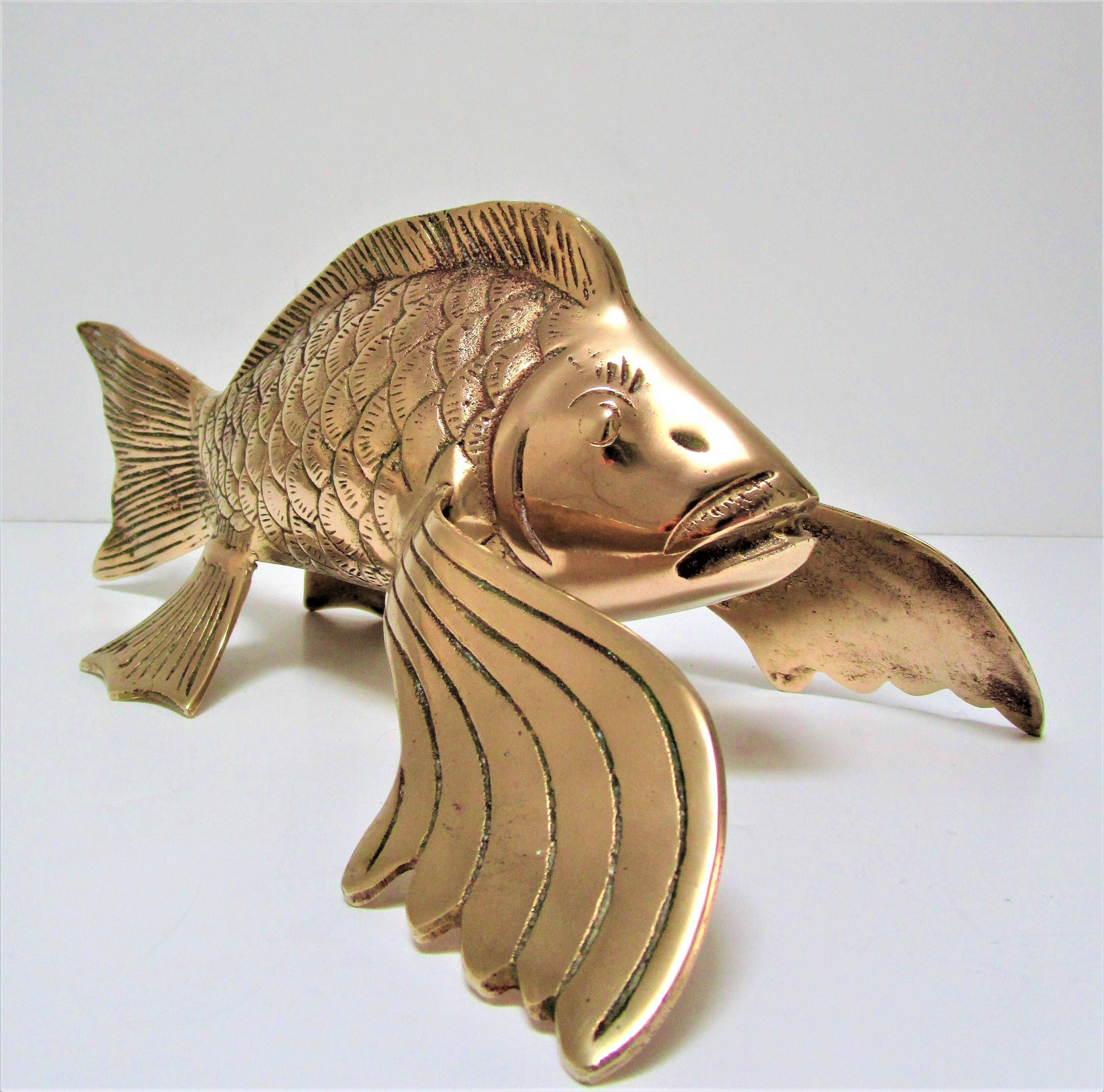 Sculptural brass fish from the 70s