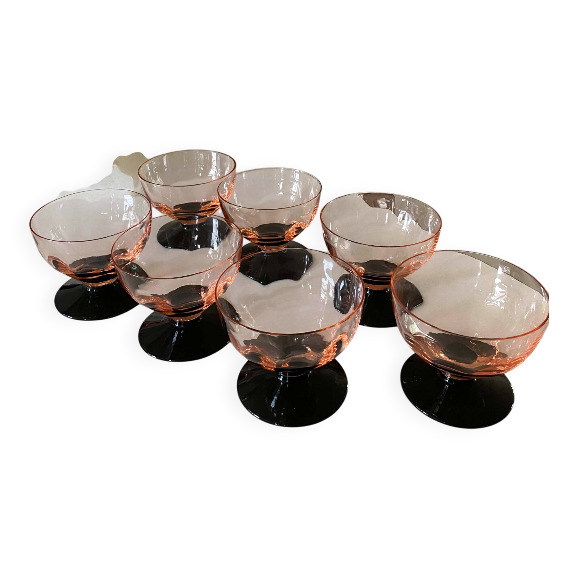 7 vintage Art Deco champagne or dessert coupes
